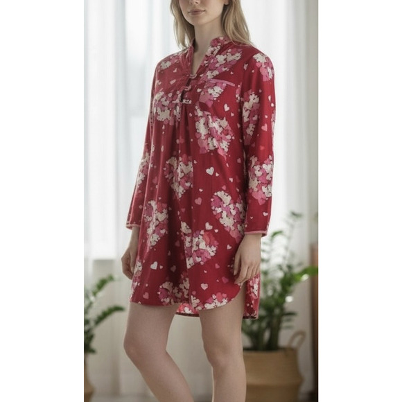 Nick & Nora Other - Nick & Nora Hearts Flannel Cotton Nightgown Love Valentine Red Pink XXL *Flawed